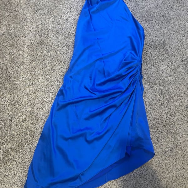 DO+BE Open Back Mock Neck Dress in Electric Blue