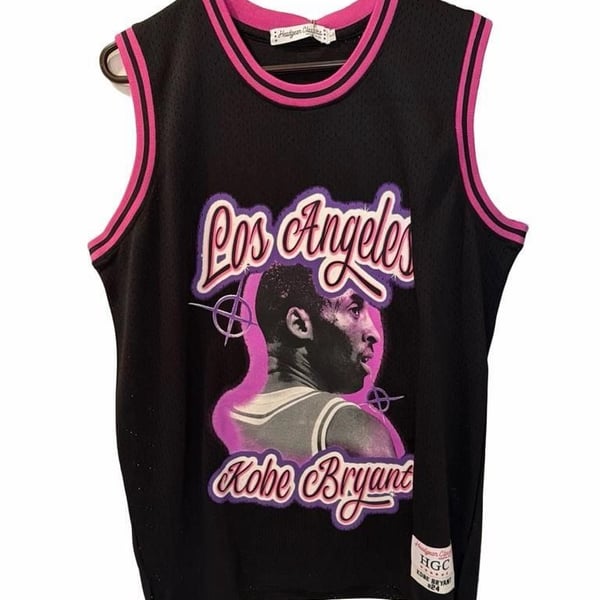 Headgear Classics Kobe Bryant Mamba 24 Los Angeles Basketball Jersey Black/Pink Sports 