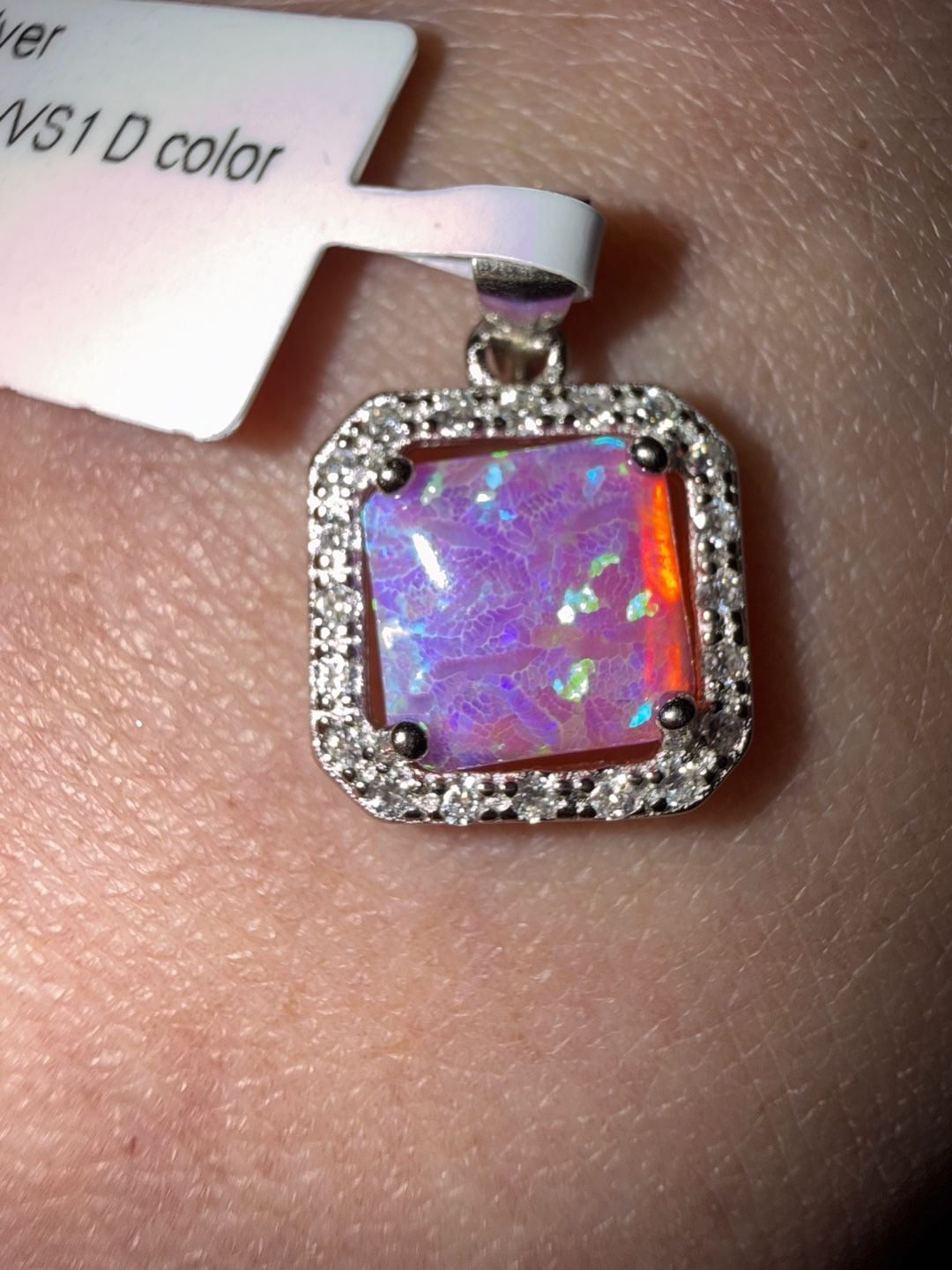 lab fire opal Cz necklace pendant gemstone silver plate jewelry classic cocktail 2