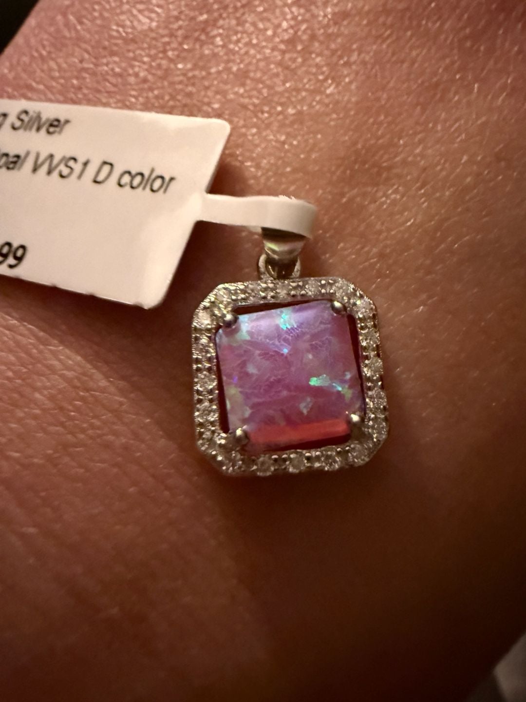 lab fire opal Cz necklace pendant gemstone silver plate jewelry classic cocktail 4