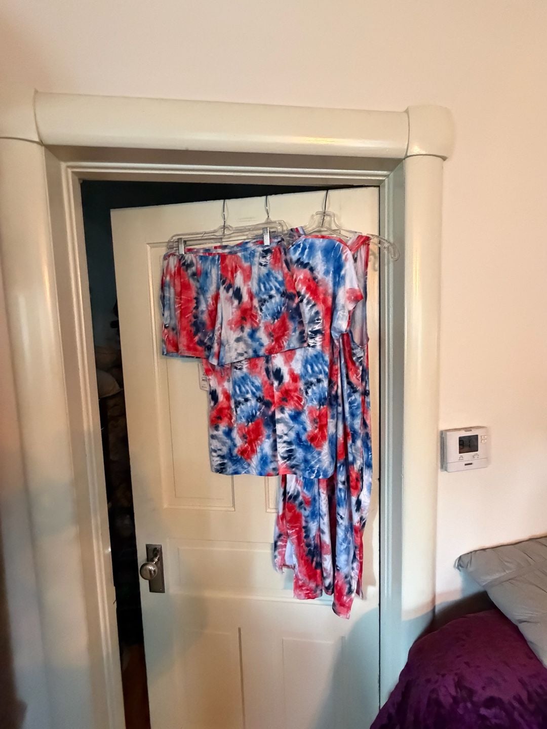 Secret Treasures Women's 3-Piece Red White and Blue Tie Dye Pajama Set M 8-10 10