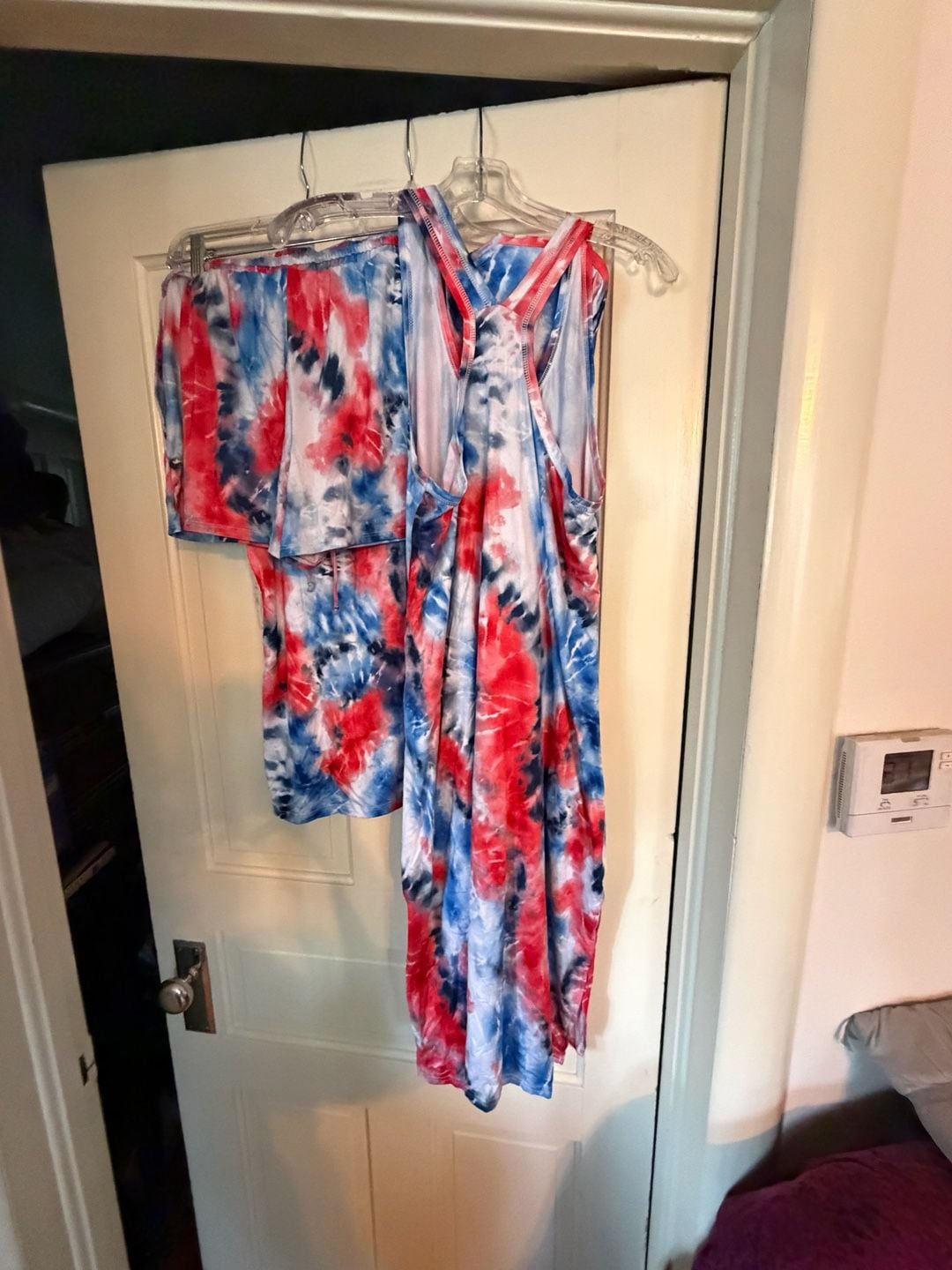Secret Treasures Women's 3-Piece Red White and Blue Tie Dye Pajama Set M 8-10 11