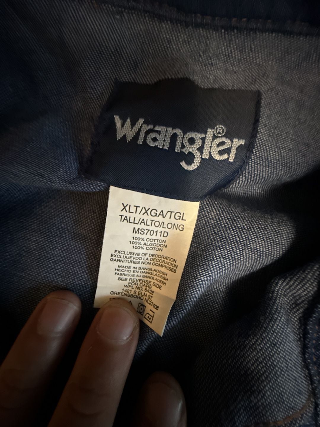 Wrangler Western Long Sleeve Snap Work Shirt, Dark Blue Chambray, XLT/XGA/TGL 3