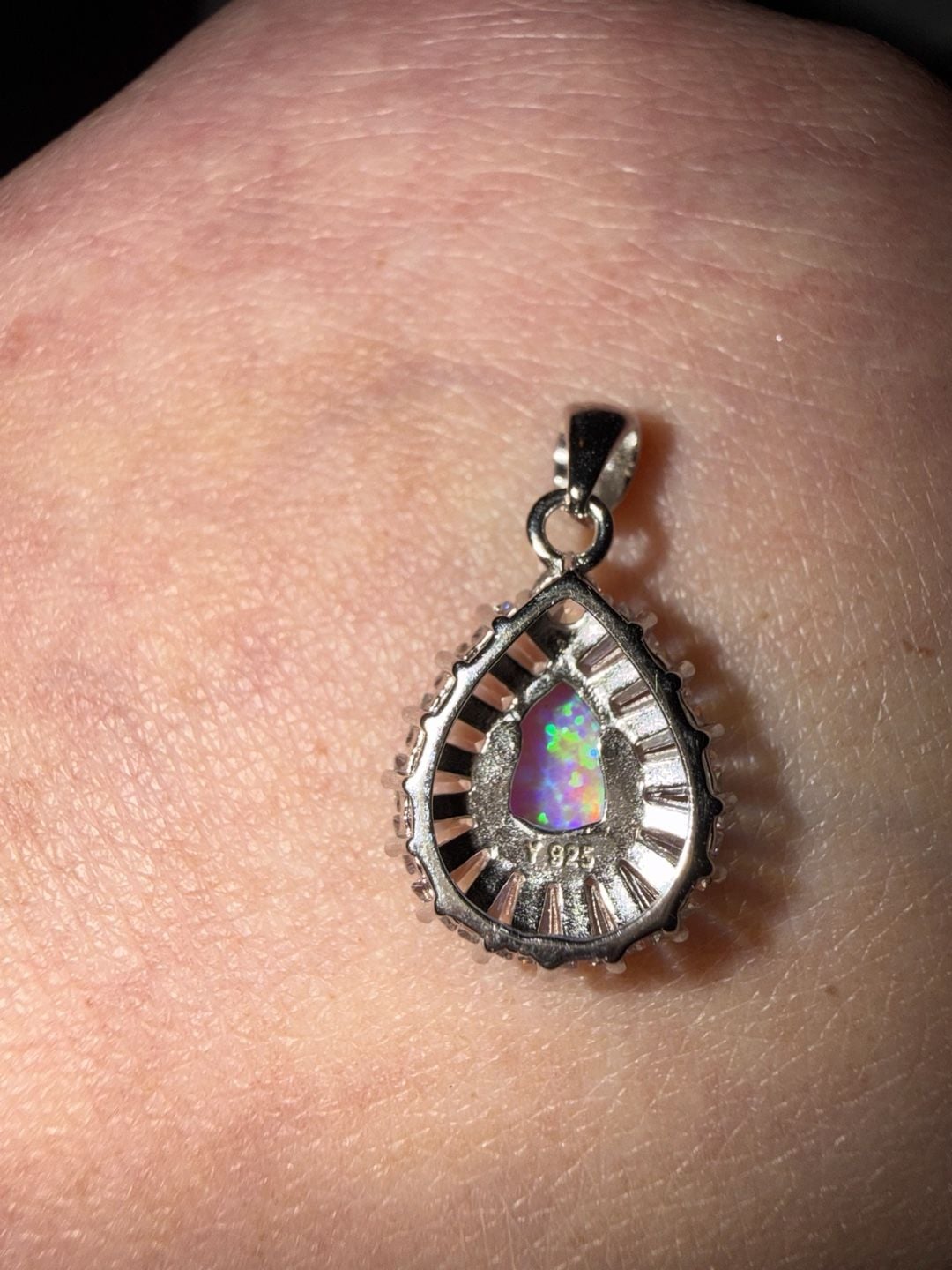 Handmade Opal Charm Pendant Necklace in Sterling Silver 3