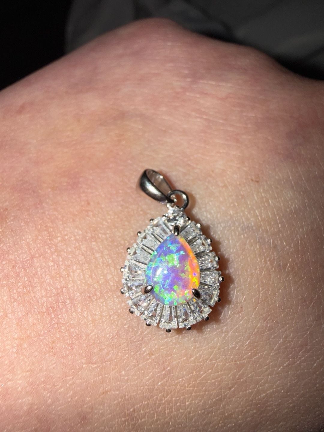 Handmade Opal Charm Pendant Necklace in Sterling Silver 2