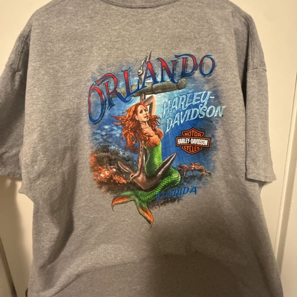Harley-Davidson Orlando Florida Mermaid Anchor Graphic Gray T-Shirt