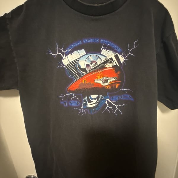 Vintage 1998 Harley-Davidson Desert Storm Motorcycle Graphic T-Shirt XL McGuire Walnut Creek California