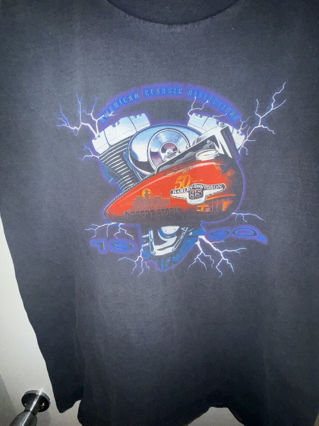 Vintage 1998 Harley-Davidson Desert Storm Motorcycle Graphic T-Shirt XL McGuire Walnut Creek California 3