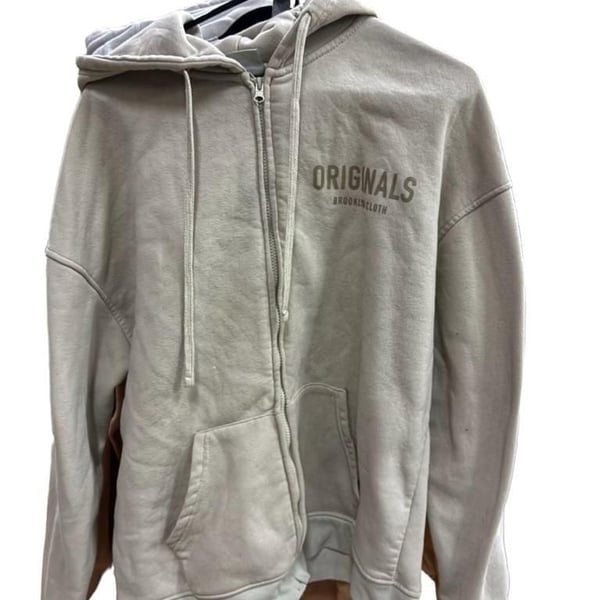 Brooklyn Cloth Originals Cream Zip-Up Hoodie