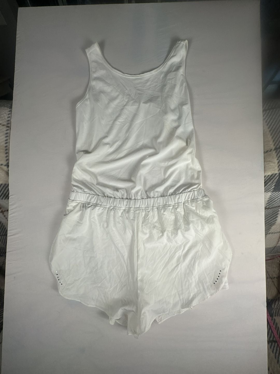 Halara White Athleisure Open-Back Tank Romper XL#1077 2