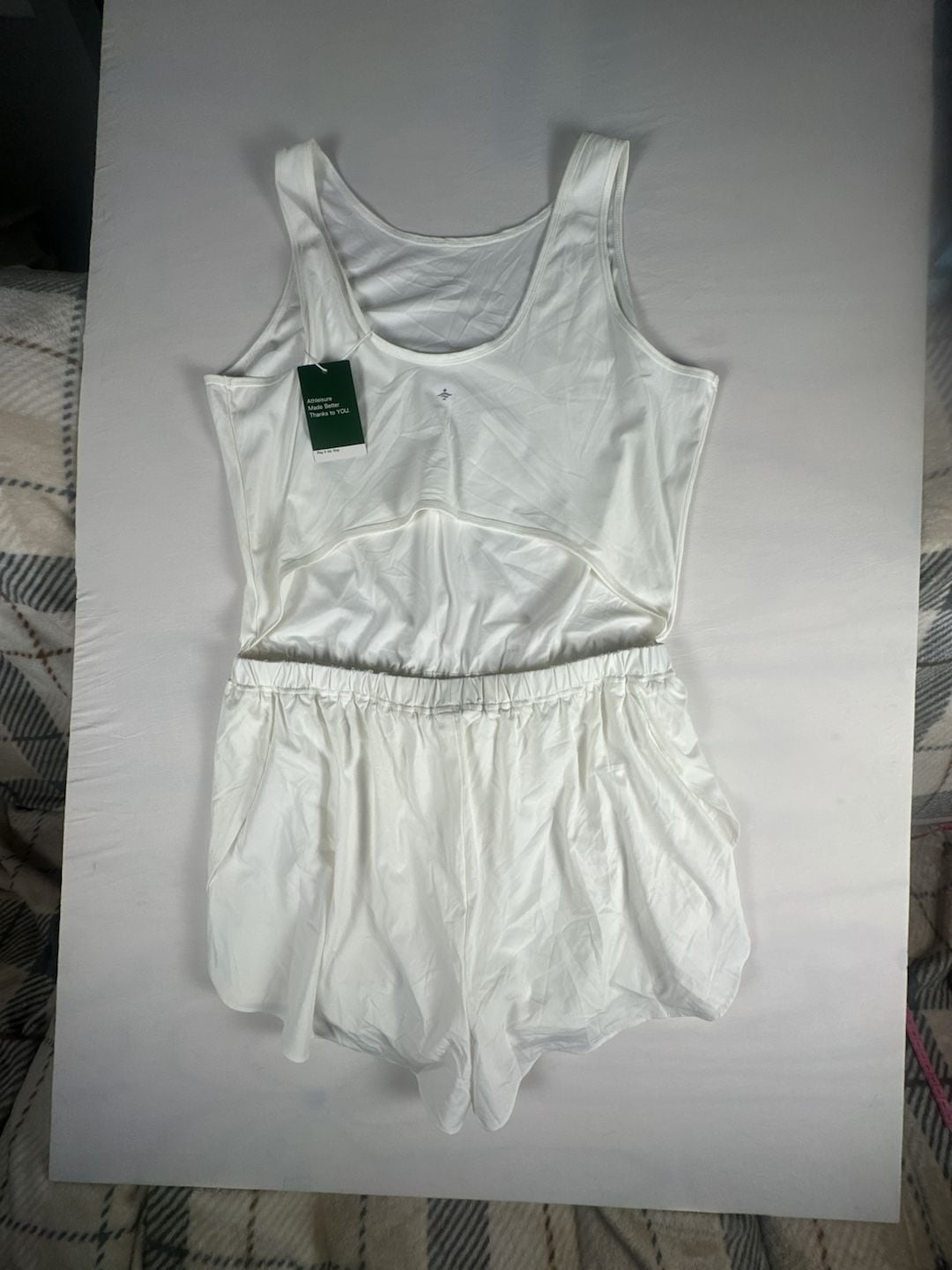 Halara White Athleisure Open-Back Tank Romper XL#1077 3