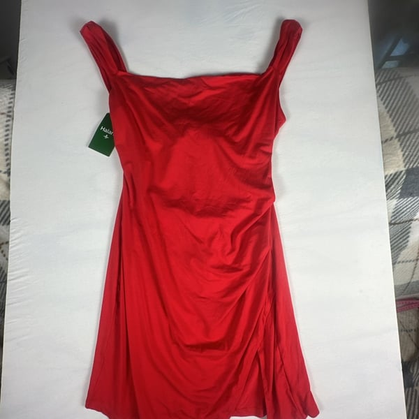 Halara Red Asymmetrical Tie-Back Dress #1079