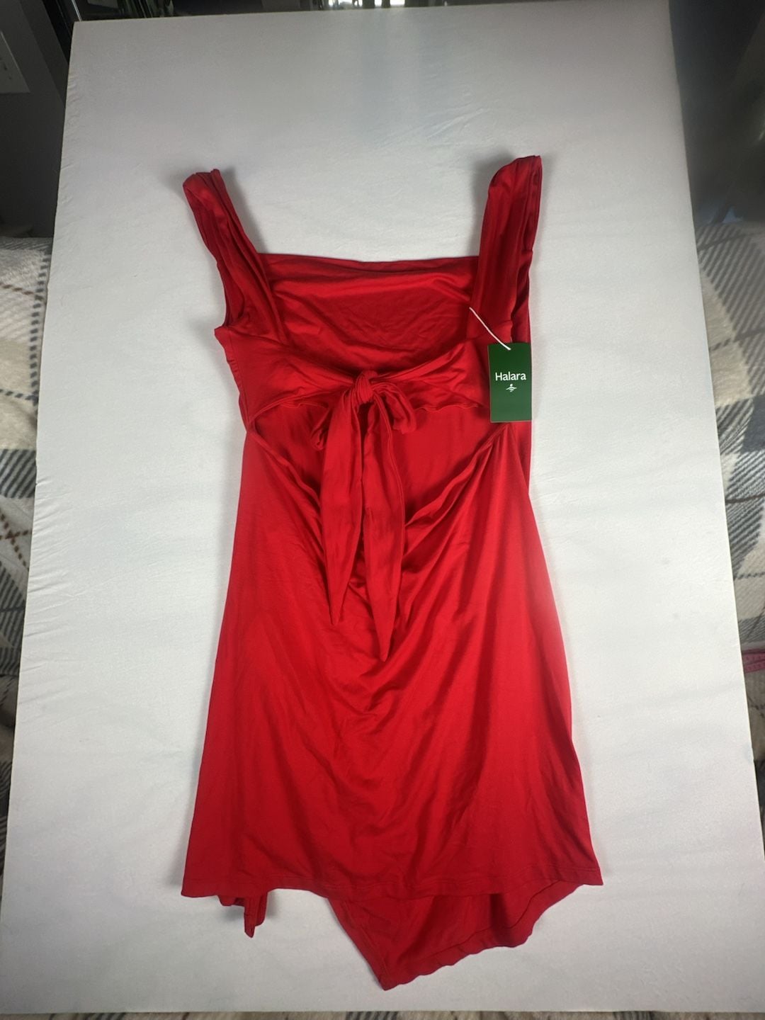 Halara Red Asymmetrical Tie-Back Dress #1079 5