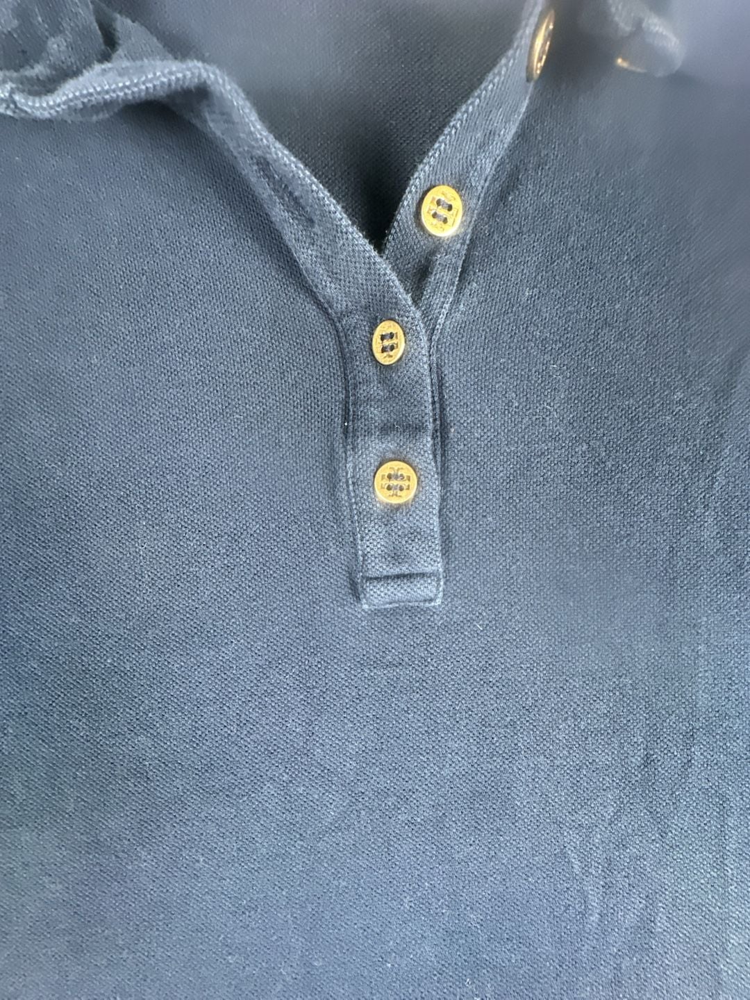 Tory Burch Navy Blue Short-Sleeve Polo Shirt with Logo Buttons#1083 3