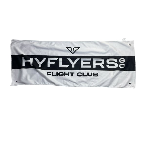 HyFlyers GC Flight Club Golf Cooling Towel White Black 30x11 LIV Golf