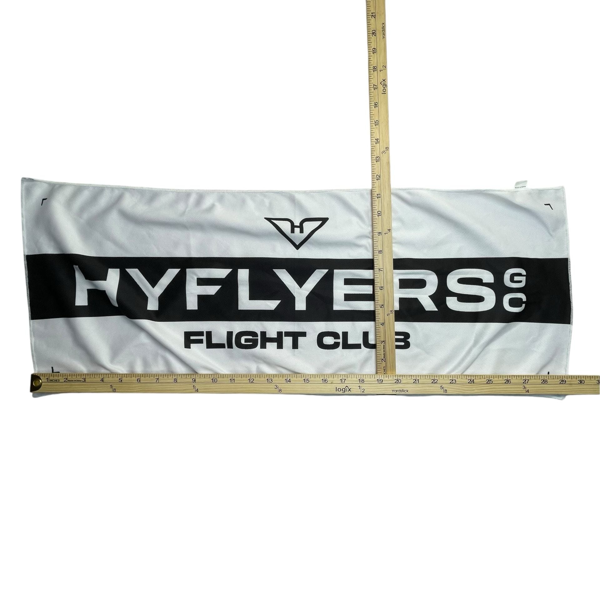 HyFlyers GC Flight Club Golf Cooling Towel White Black 30x11 LIV Golf 2
