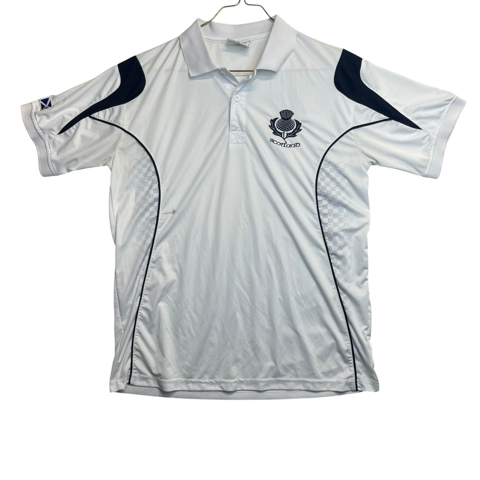 Rugby Nations Scotland Thistle Polo Shirt Men’s Medium White Navy 2