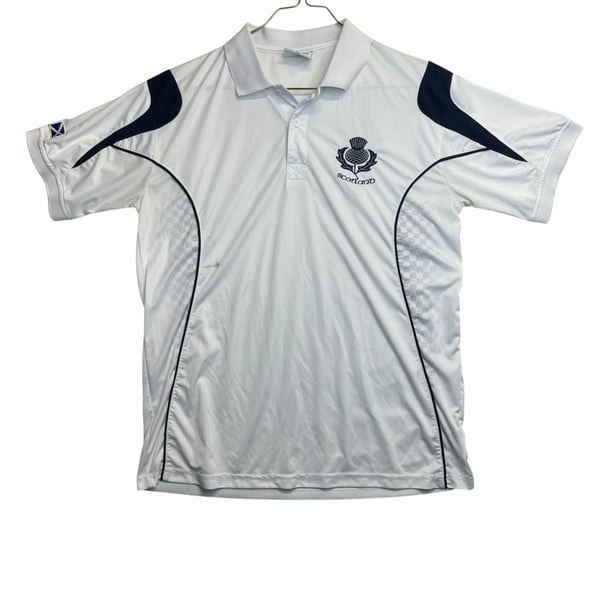 Rugby Nations Scotland Thistle Polo Shirt Men’s Medium White Navy