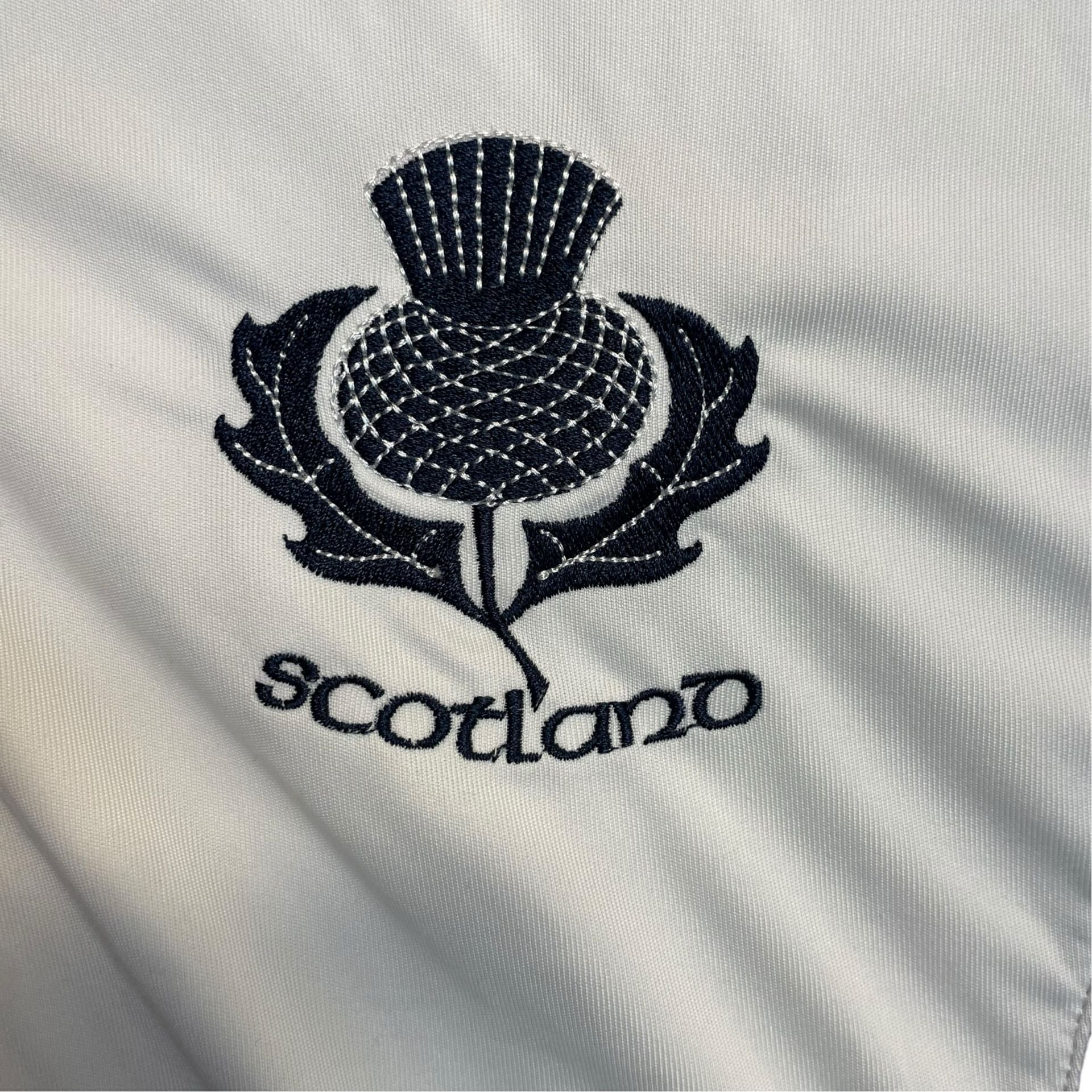 Rugby Nations Scotland Thistle Polo Shirt Men’s Medium White Navy 3