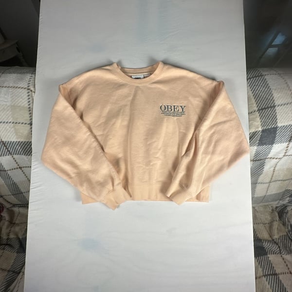 Obey Worldwide Crewneck Sweatshirt Peach Pink Size S #1088