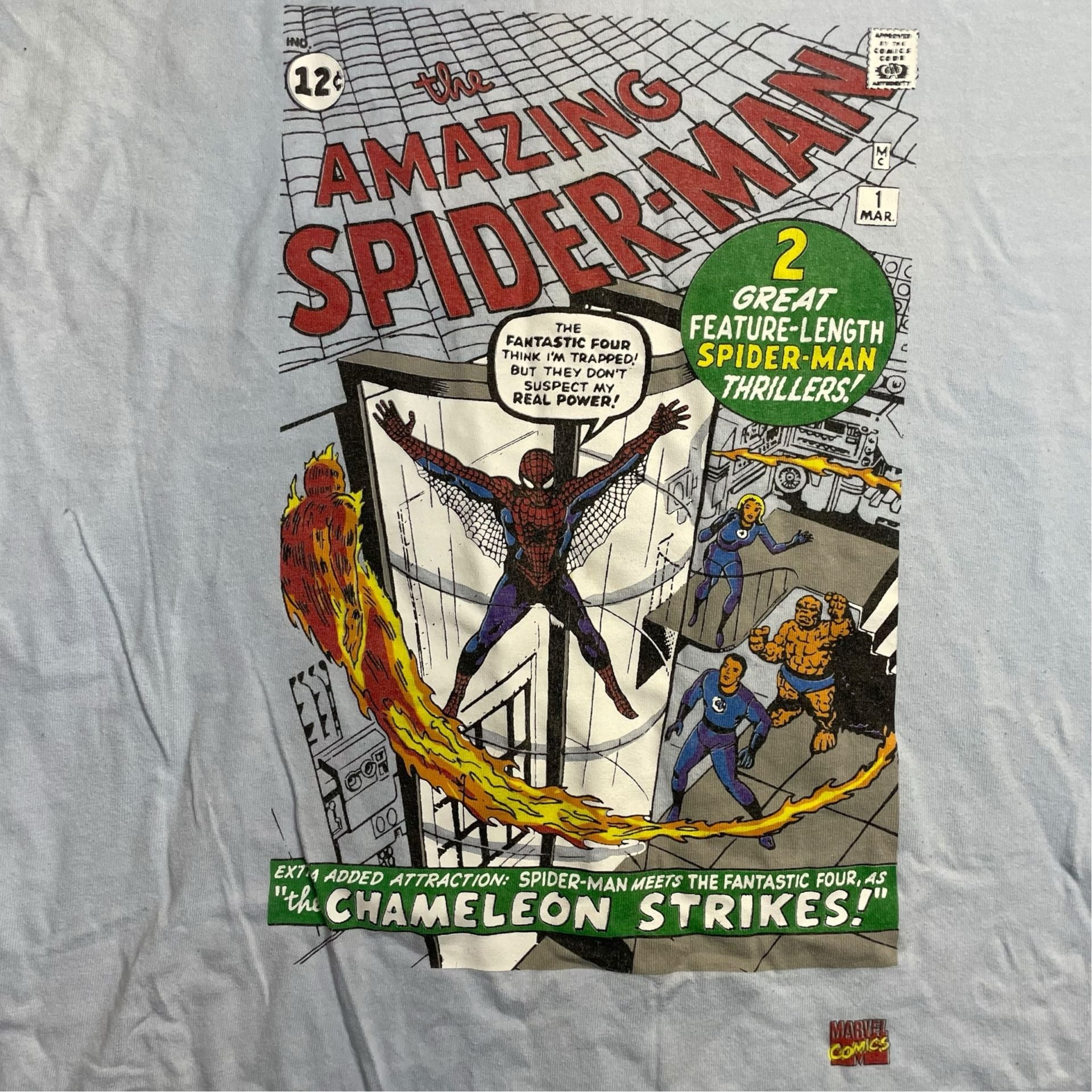 Marvel Amazing Spider-Man Fantastic Four Comic Graphic T-Shirt Mens XL Blue 2