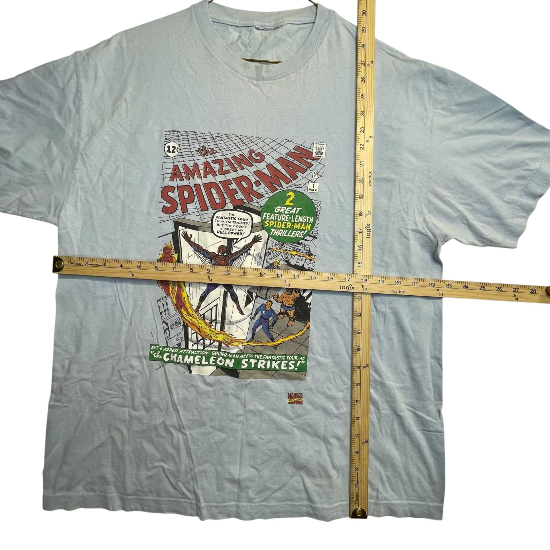 Marvel Amazing Spider-Man Fantastic Four Comic Graphic T-Shirt Mens XL Blue 4