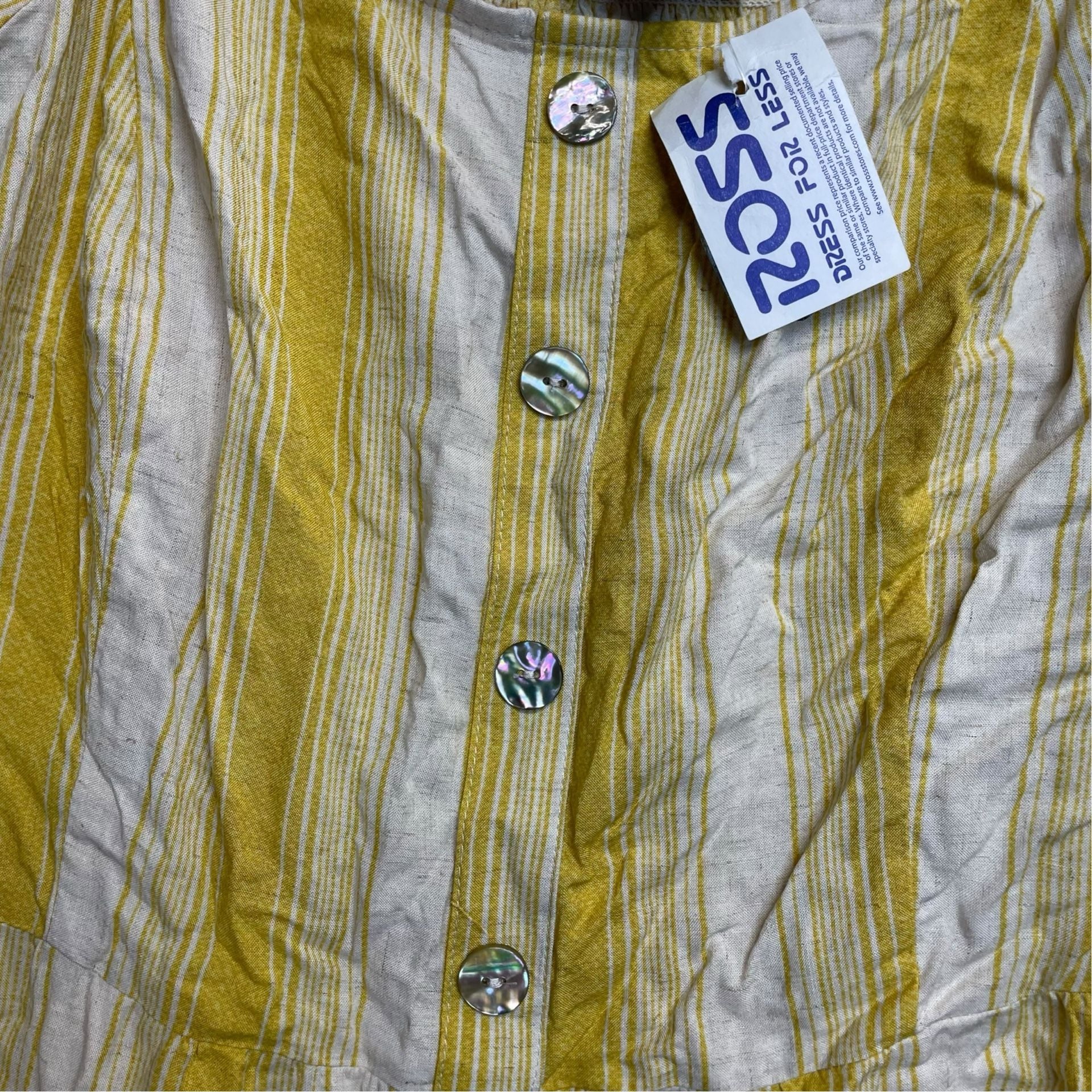 Luxology Women’s XL Yellow White Striped Wide Leg Jumpsuit Puff Sleeve NWT 6