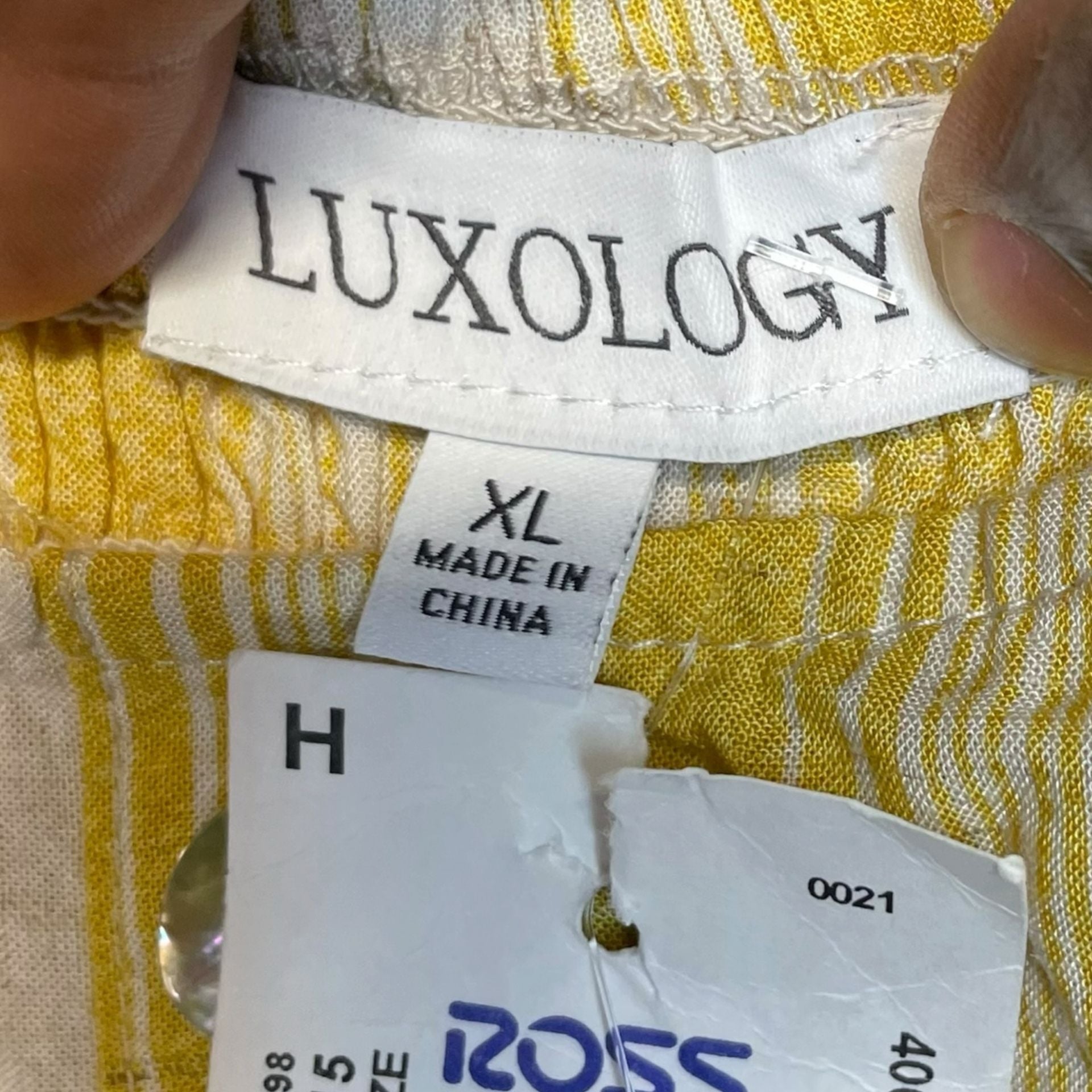 Luxology Women’s XL Yellow White Striped Wide Leg Jumpsuit Puff Sleeve NWT 8