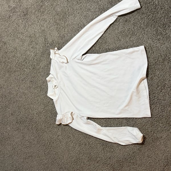 Dual Flutter Shoulder Long Sleeve Tee - -,