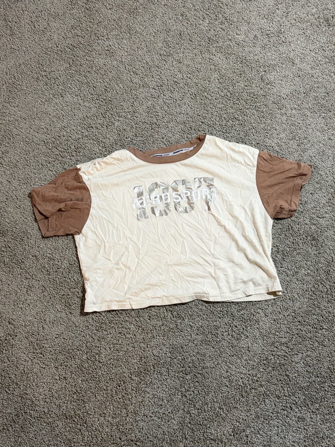 Shein Short Set Kids Beige/Brown Color Block “Positive and Happy” Graphic Tee 5Y 1