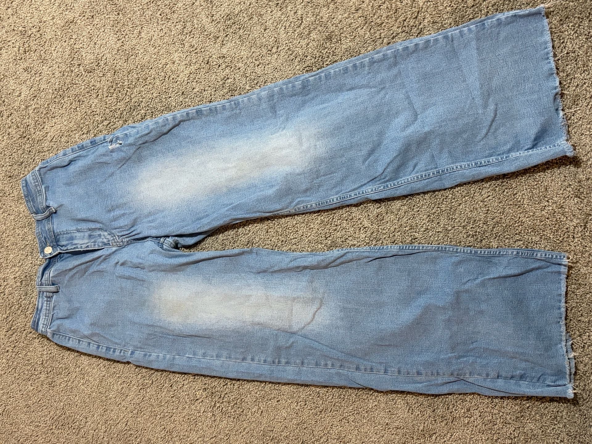 Forever 21 Light Wash Raw Hem Wide Leg Jeans 2