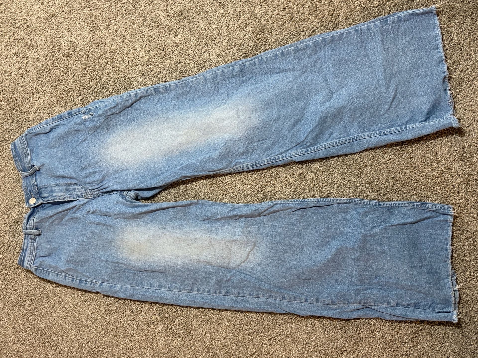 Forever 21 Light Wash Raw Hem Wide Leg Jeans 3