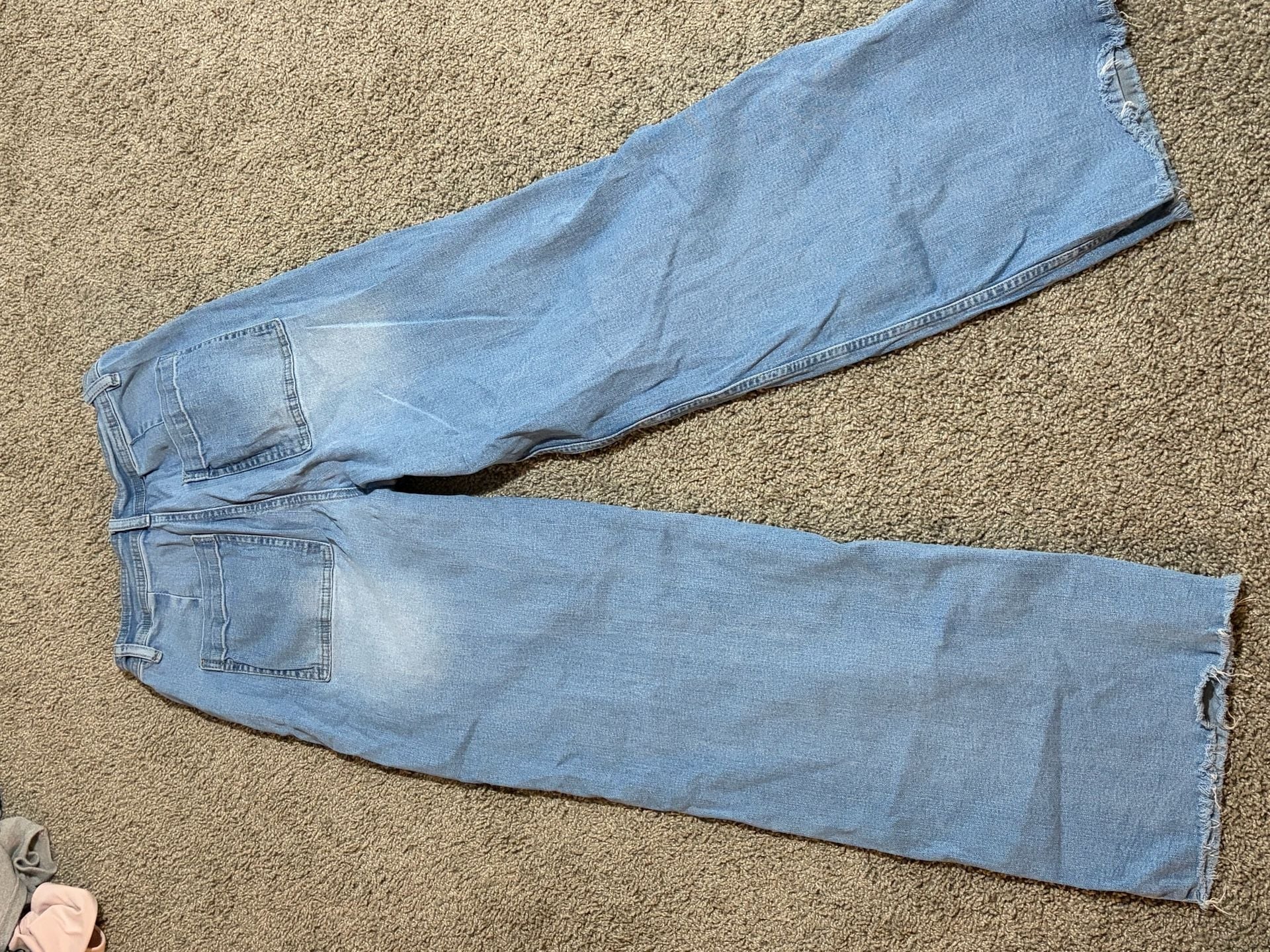 Forever 21 Light Wash Raw Hem Wide Leg Jeans 5