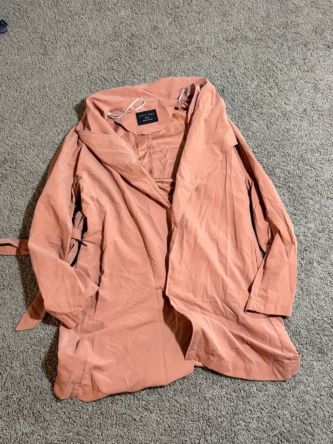Love Tree Women's Pink Lightweight Open Front Duster Trench Coat Jacket Small 2