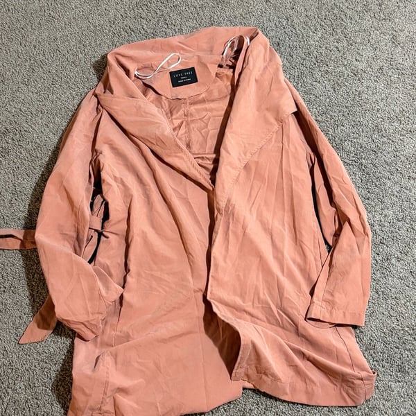 Love Tree Women's Pink Lightweight Open Front Duster Trench Coat Jacket Small