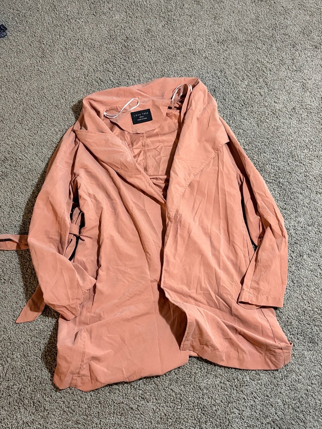 Love Tree Women's Pink Lightweight Open Front Duster Trench Coat Jacket Small 3