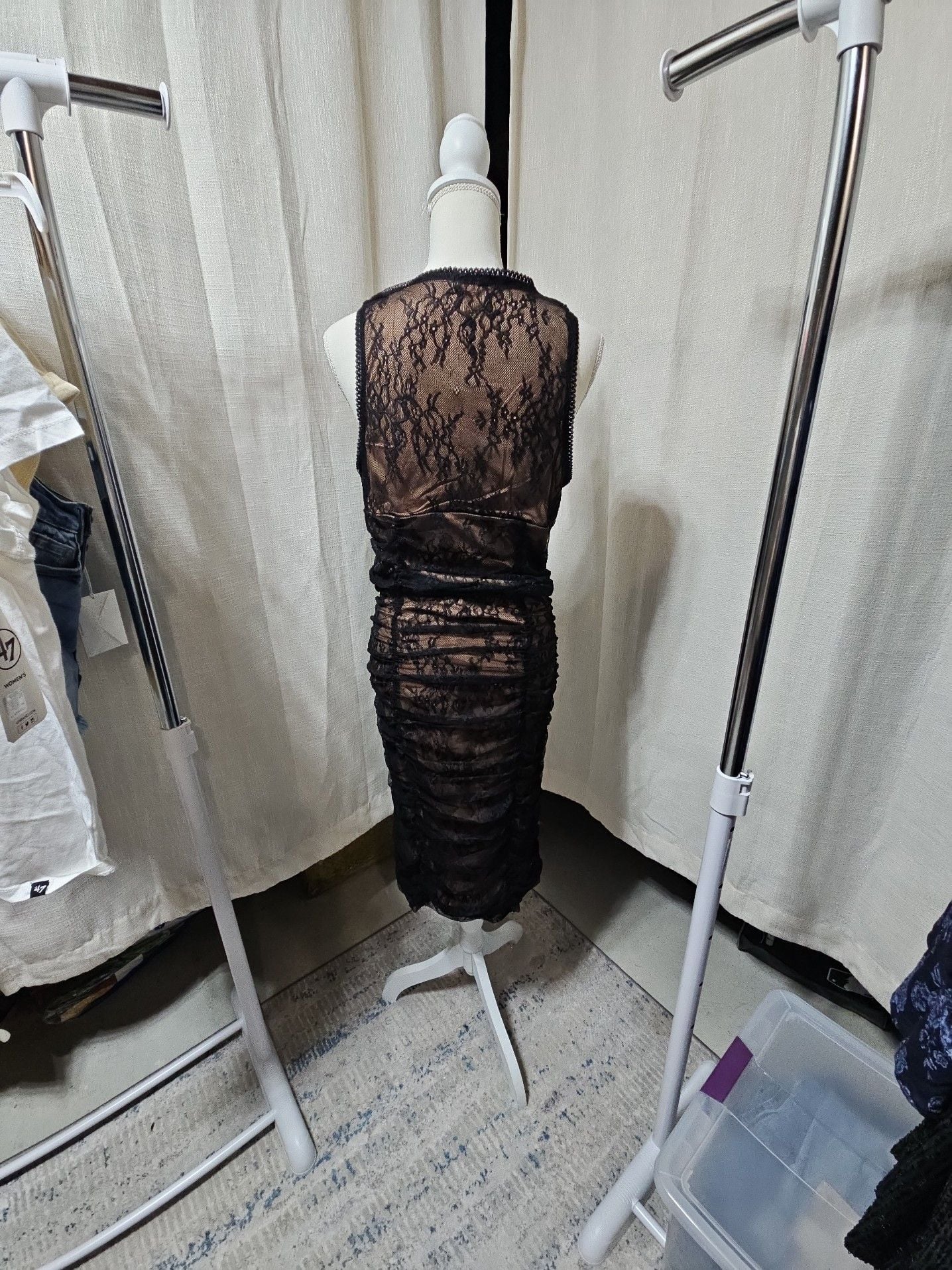 Monteau Los Angeles Black Lace Ruched Two-Piece Set Dress 3