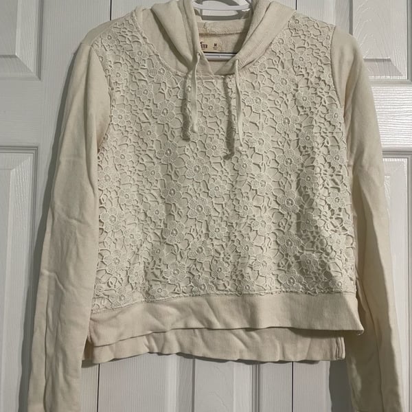 Hollister Lace Front Cropped Hoodie