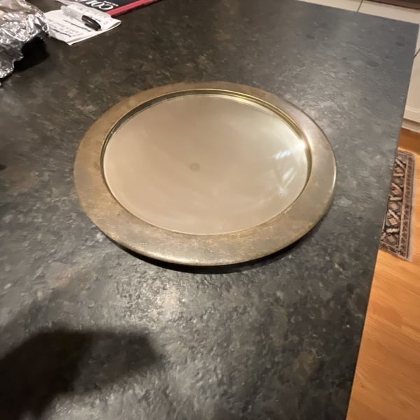 Vintage Italian Brass Round Wall Mirror with Distress Finish
