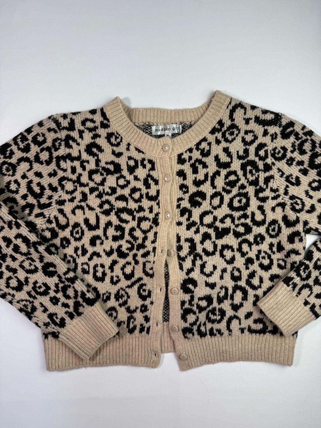 Madden Girl Leopard Print Knit Cardigan Sweater XL 2
