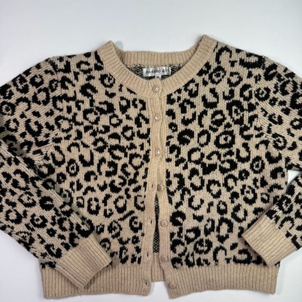Madden Girl Leopard Print Knit Cardigan Sweater XL