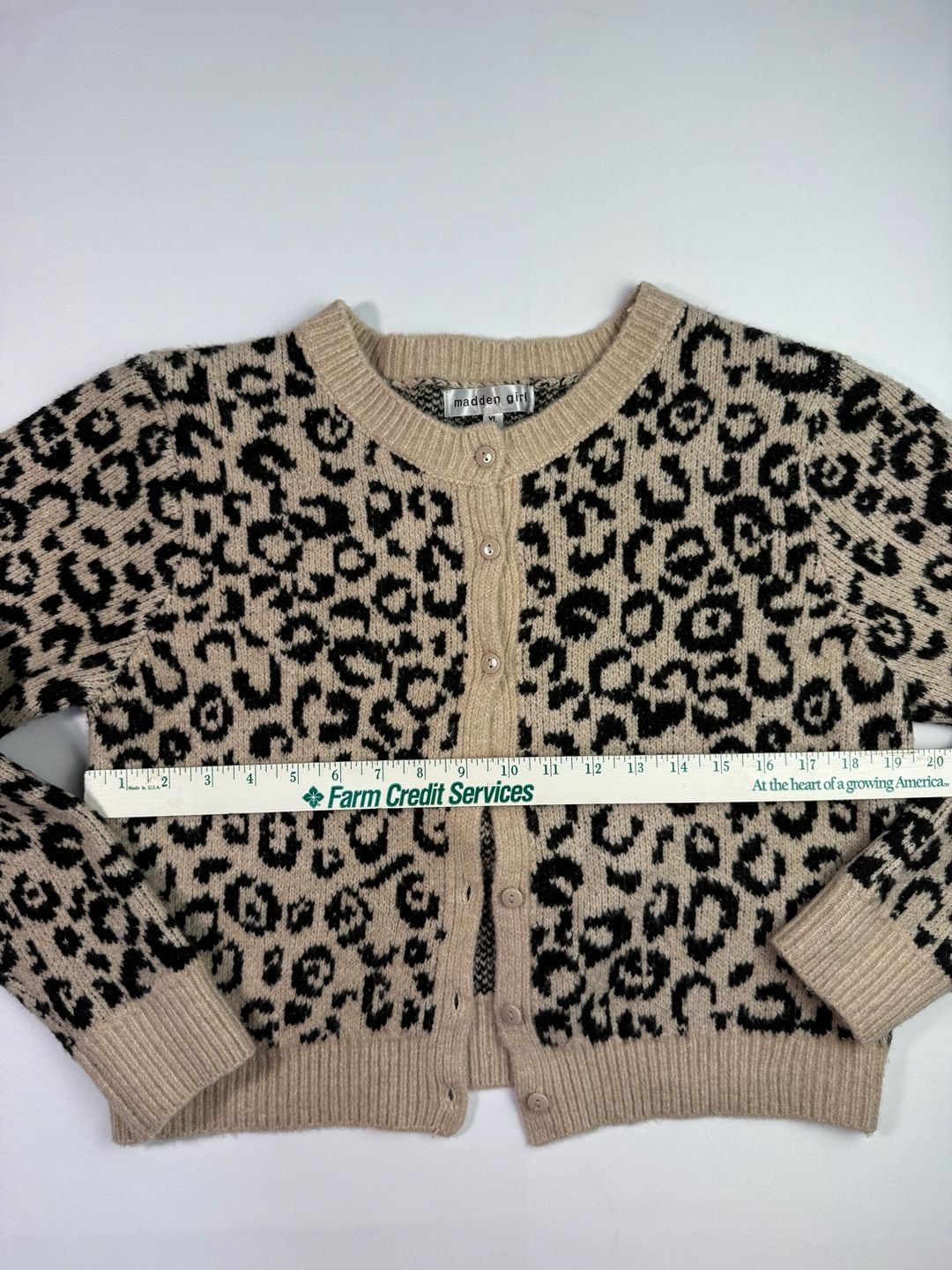 Madden Girl Leopard Print Knit Cardigan Sweater XL 4