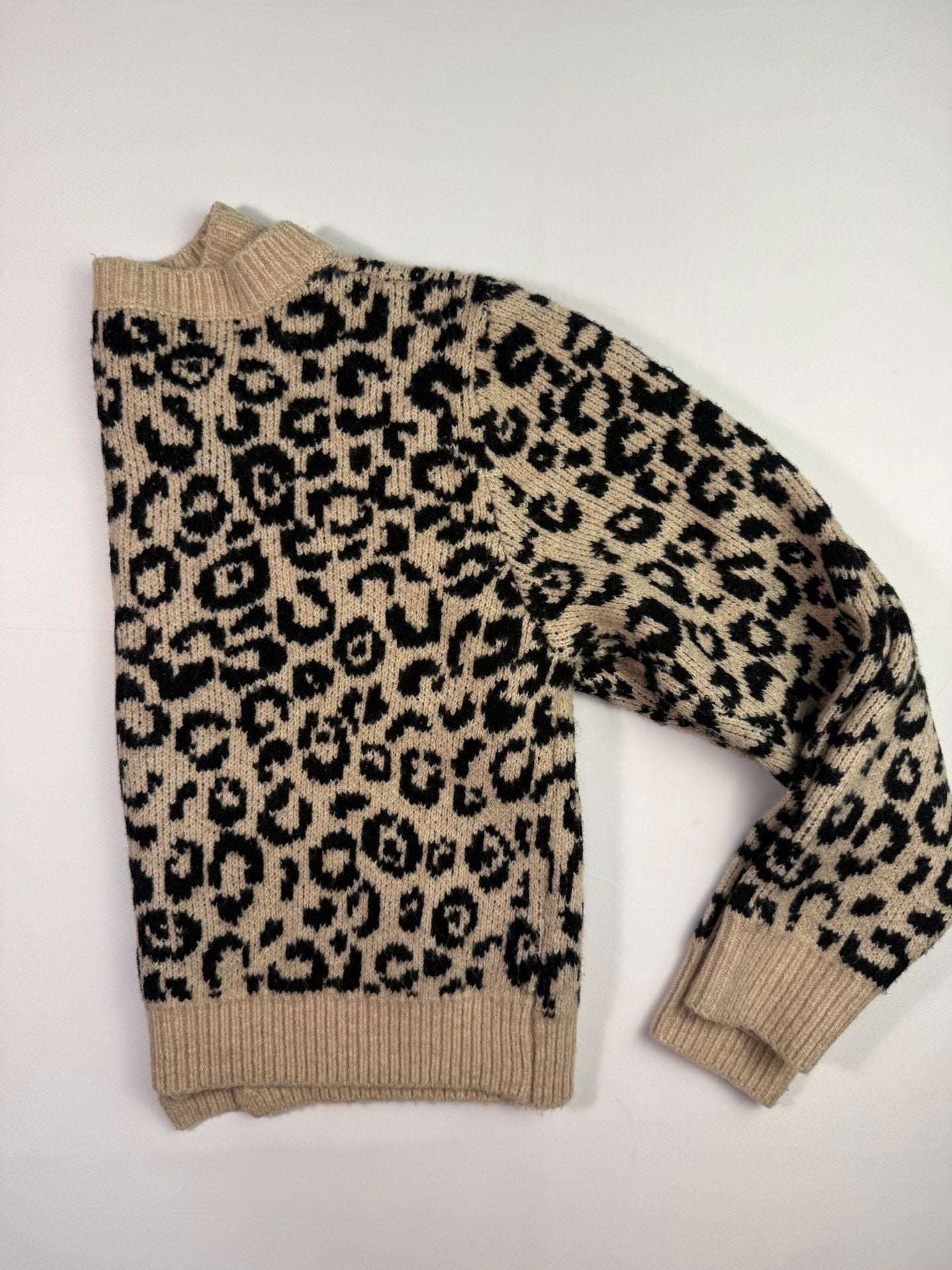 Madden Girl Leopard Print Knit Cardigan Sweater XL 8