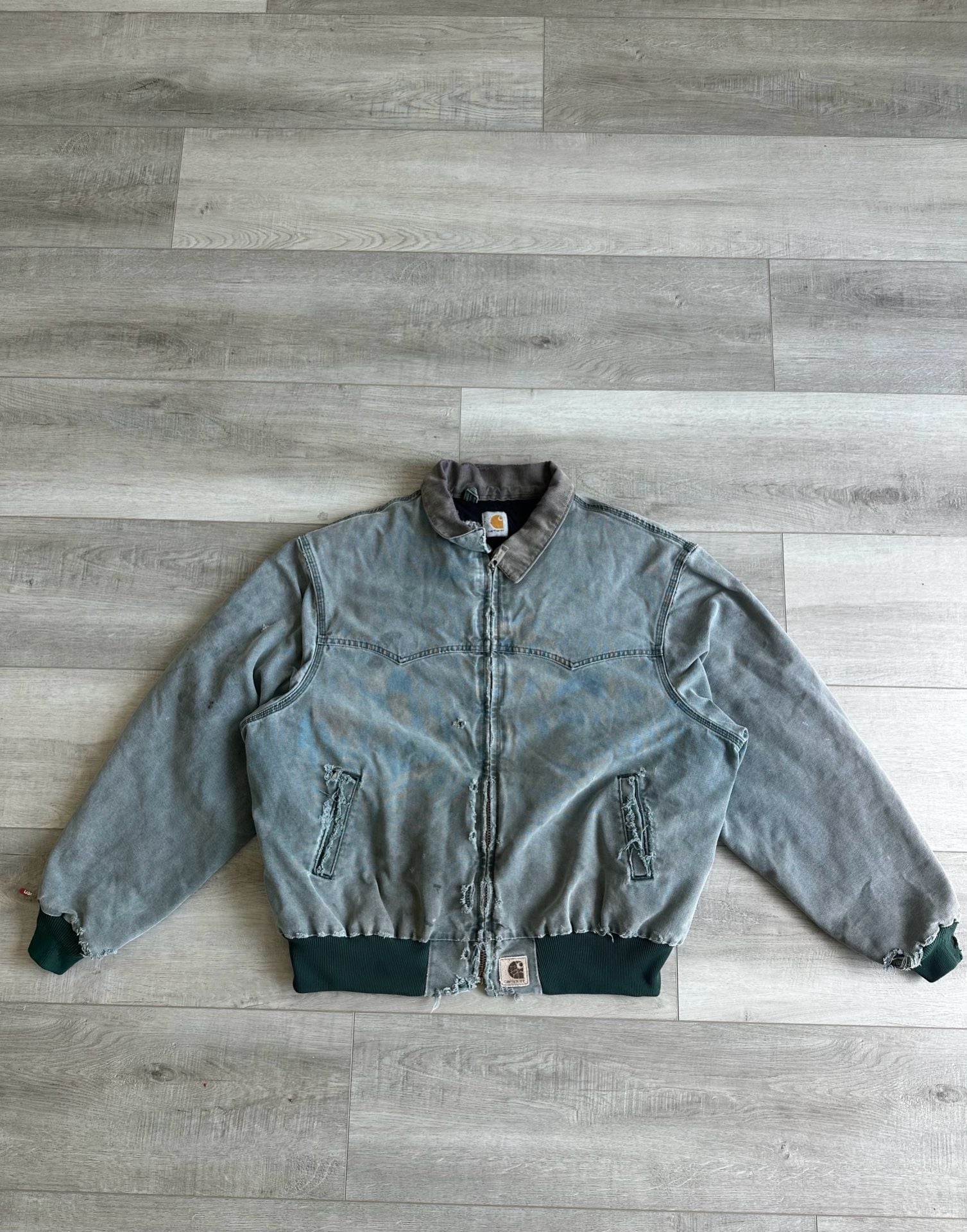 Vintage Carhartt J14 MOS Moss Green Santa Fe Canvas Quilt Lined Jacket 2