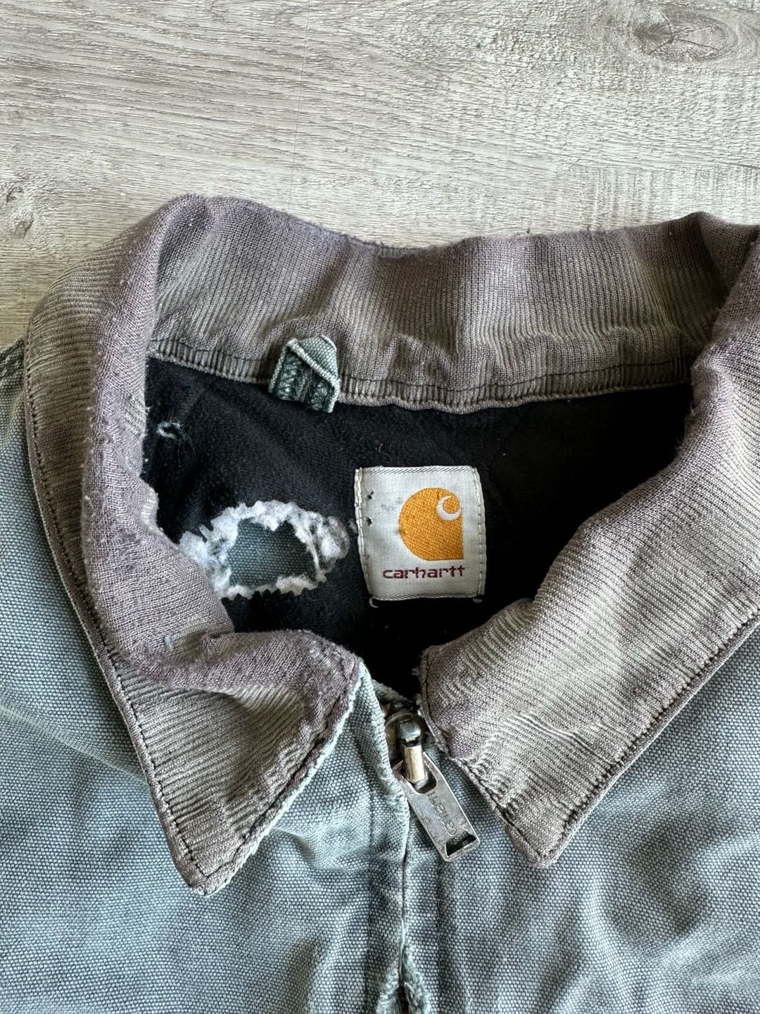 Vintage Carhartt J14 MOS Moss Green Santa Fe Canvas Quilt Lined Jacket 5