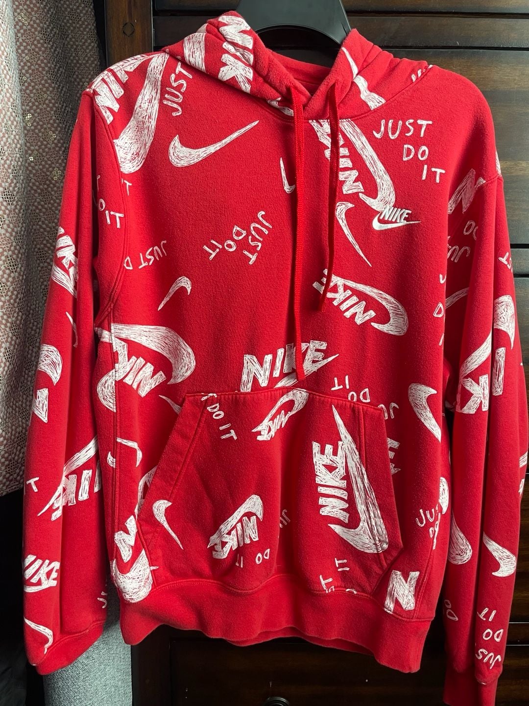 Nike Just Do It Swoosh Scribble All Over Red Hoodie 2