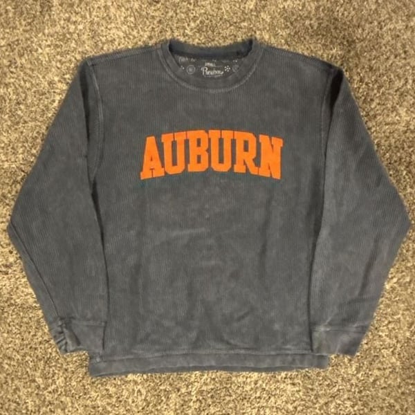Pressbox Auburn Tigers Comfy Cord Vintage Wash Basic Arch Pullover Sweatshirt
