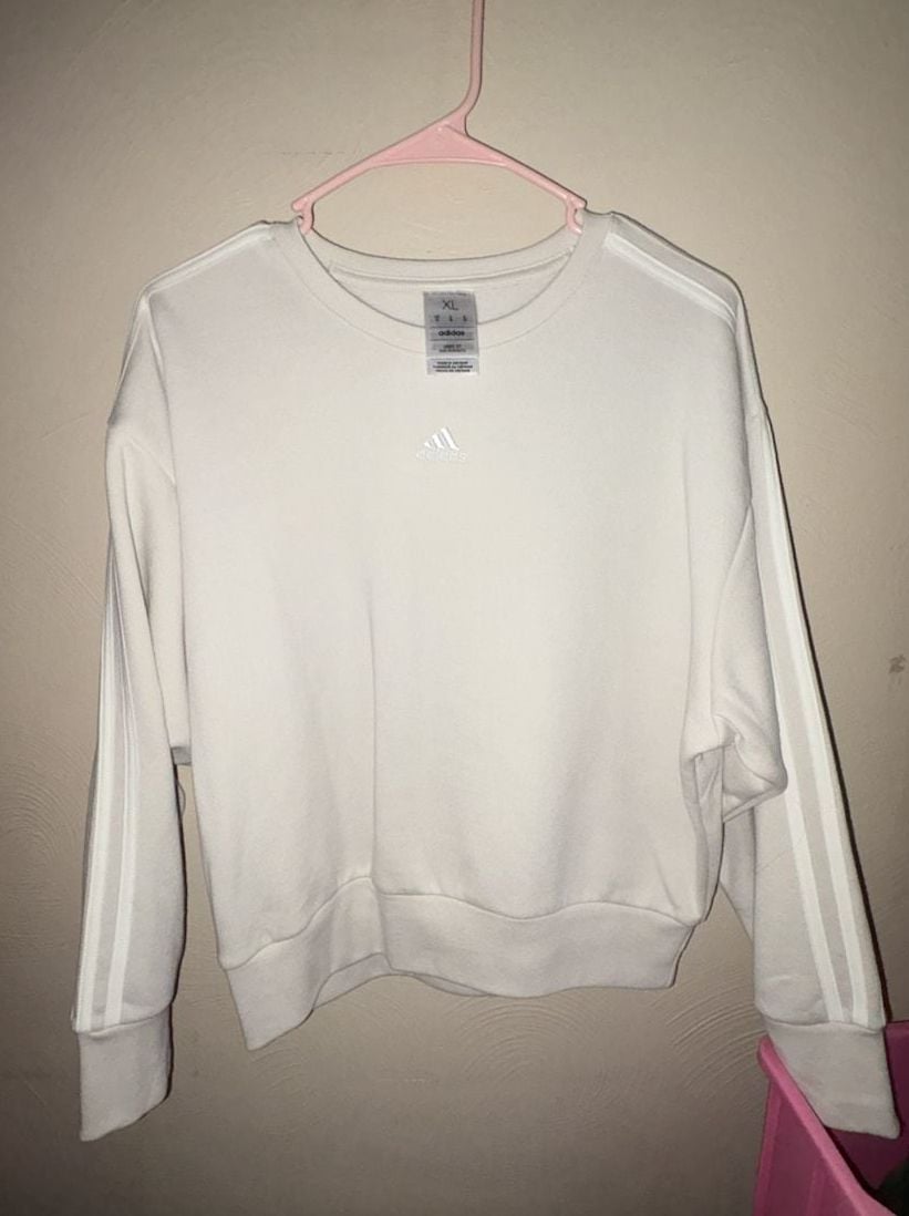 Adidas ALL SZN French Terry 3-Stripes Loose Sweatshirt White XL 2