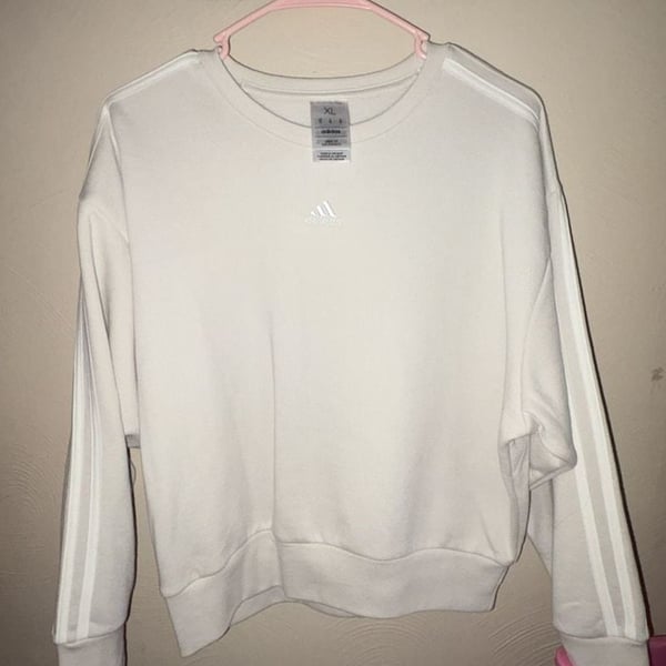 Adidas ALL SZN French Terry 3-Stripes Loose Sweatshirt White XL