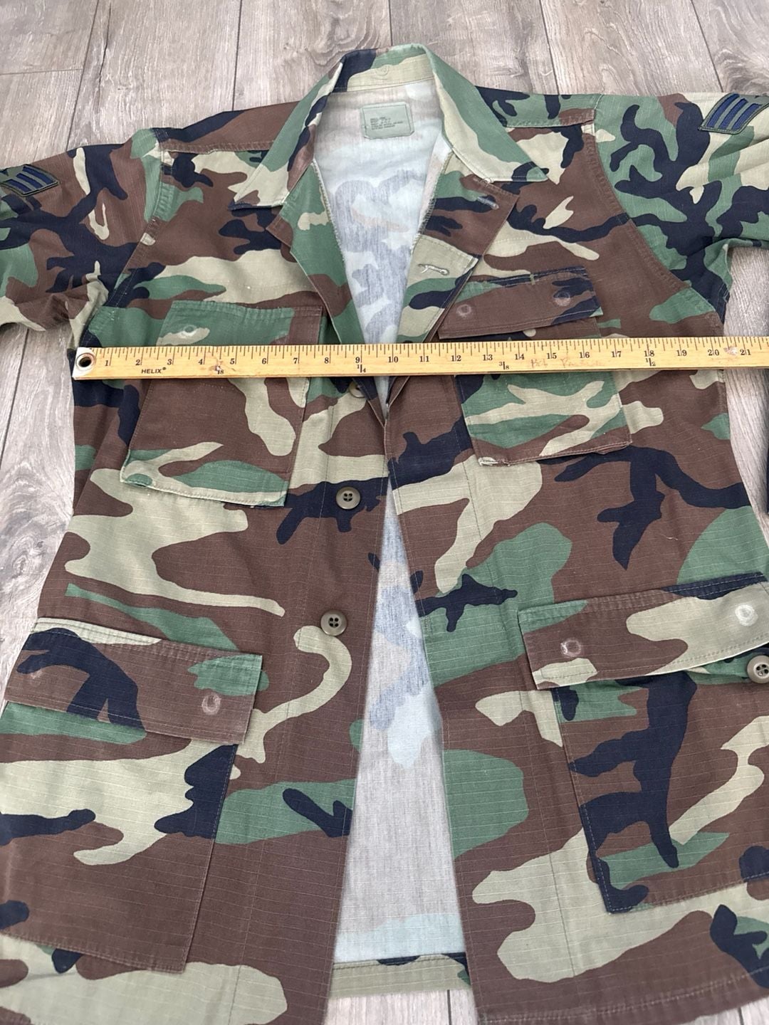 Vintage US Military Woodland BDU Camo Combat Jacket Shirt Small Long 4